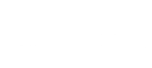 atlas pet company horizontal logo white