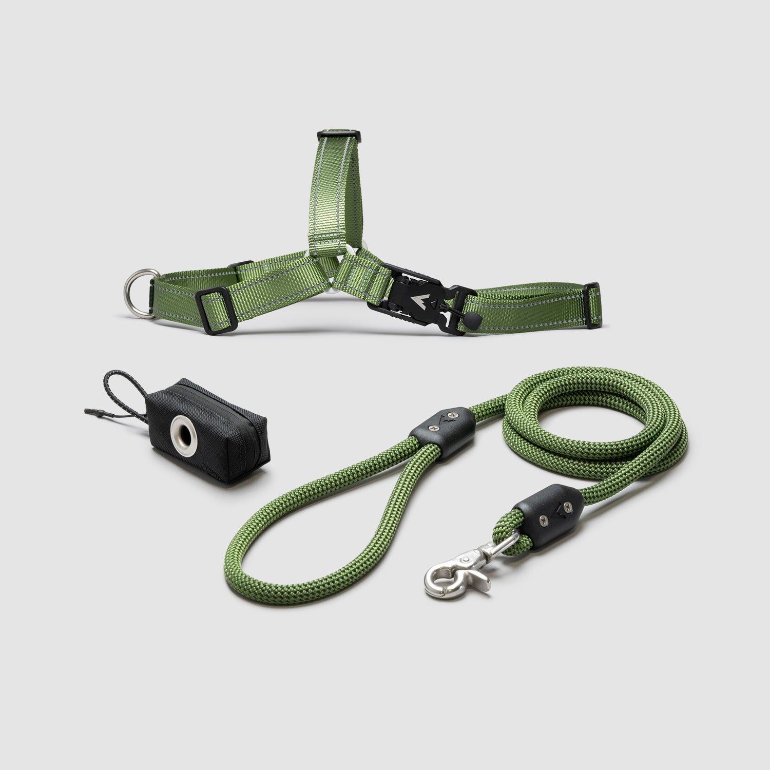 atlas pet company lifetime kit with leash harness and pouch handmade in colorado with lifetime warranty --moss